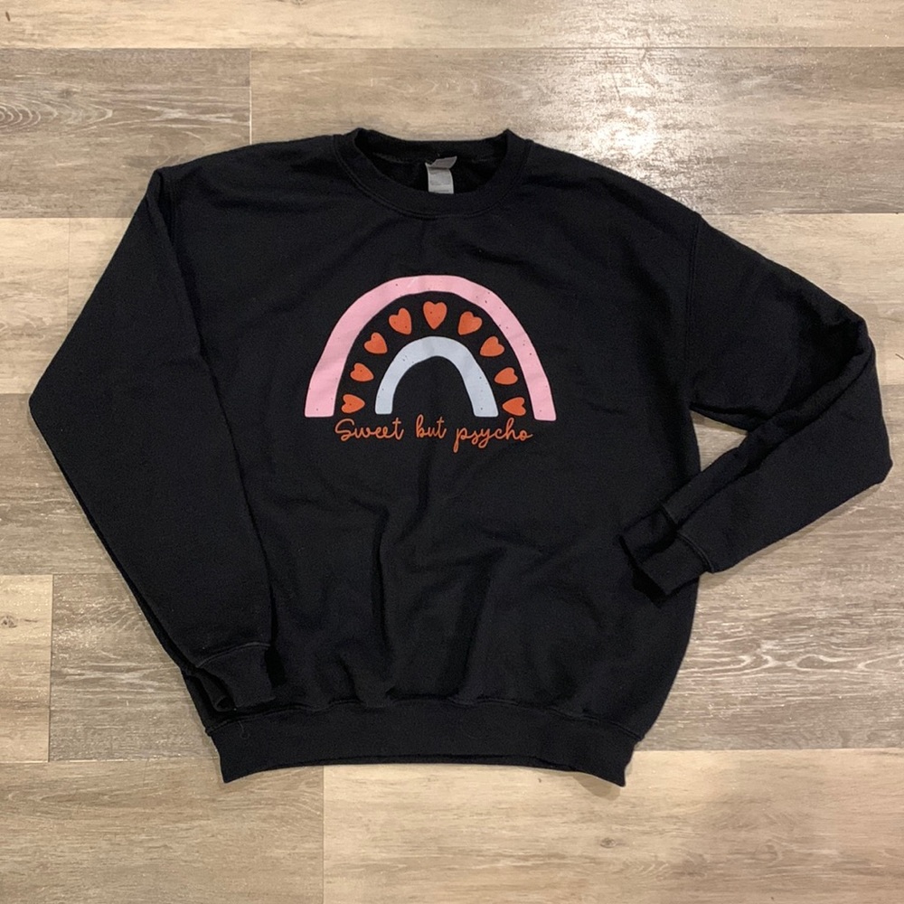 Sweet but Psycho black graphic crewneck sweatshirt ladies medium